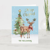 Leuke goed geklede Waterverf rendierboom Kaart (Voorkant)