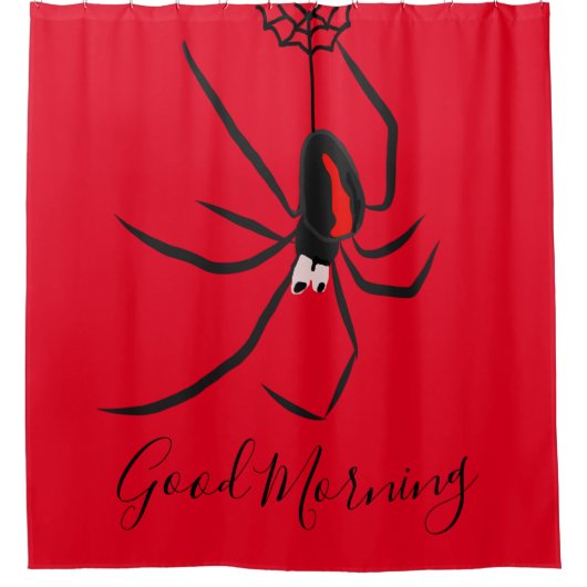 Leuke Goedemorgen Red Back Spider Douchegordijn (Voorkant)