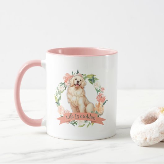 Leuke Golden Retriever dubbelzijdige print Mok (Met donut)