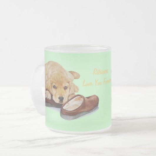 Leuke Golden Retriever Puppy Dog Met Slogan Matglas Koffiemok (Voorkant links)