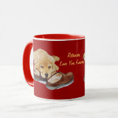 Leuke Golden Retriever Puppy Dog Met Slogan Mok (Voorkant links)