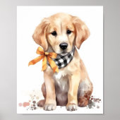 Leuke Golden Retriever Waterverf Schattig Dog Poster (Voorkant)
