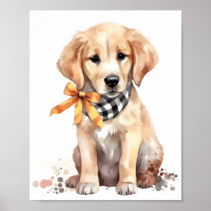 Leuke Golden Retriever Waterverf Schattig Dog Poster