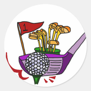 Leuke Golf Ball en Clubs Golfing Art Ronde Sticker