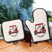Leuke Golf Guy Winkelwagen Aangepaste Monogram Naa Ovenwant & Pannenlap Set