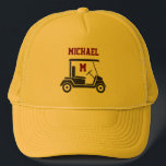 Leuke Golf Guy Winkelwagen Monogram Naam Trucker Pet<br><div class="desc">Wat een leuk gepersonaliseerd cadeau voor jezelf of een vriend of familielid. Om het even welke ontwerpvragen,  verzenden enkel een nota door Chat of een e-mail naar charmdesignstudio@rcn.com en wij zullen verheugd zijn te helpen.</div>