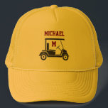 Leuke Golf Guy Winkelwagen Monogram Naam Trucker Pet<br><div class="desc">Wat een leuk gepersonaliseerd cadeau voor jezelf of een vriend of familielid. Om het even welke ontwerpvragen,  verzenden enkel een nota door Chat of een e-mail naar charmdesignstudio@rcn.com en wij zullen verheugd zijn te helpen.</div>