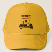 Leuke Golf Guy Winkelwagen Monogram Naam Trucker Pet (Voorkant)