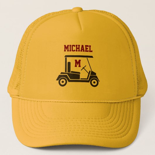 Leuke Golf Guy Winkelwagen Monogram Naam Trucker Pet (Voorkant)