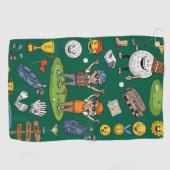 Leuke Golf Illustratie met Golfers Golfhanddoek (Horizontaal)