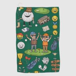 Leuke Golf Illustratie met Golfers Golfhanddoek
