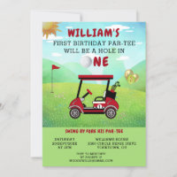 Leuke Golf Rode Kar Jongen 1e Verjaardag Par-Tee