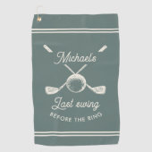 Leuke golf vrijgezellenfeest laatste swing voor de golfhanddoek (Voorkant)