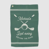 Leuke golf vrijgezellenfeest laatste swing voor de golfhanddoek (Voorkant)