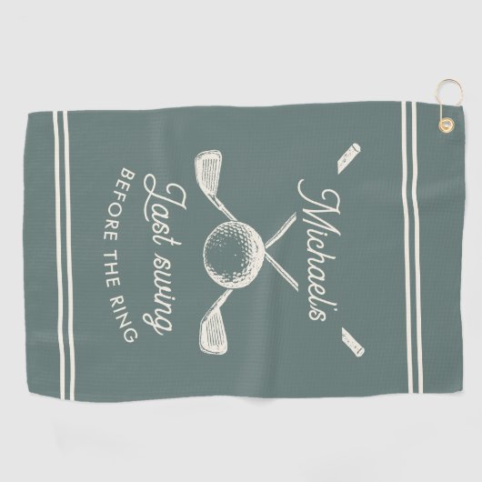 Leuke golf vrijgezellenparty laatste slag voor de  golfhanddoek (Horizontaal)