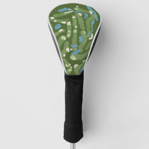 Leuke golfbaan graphics op een clubhoes golfheadcover