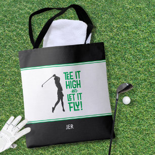 Leuke Golfer Golf Humor Grappig Modern Zwart Wit Tote Bag