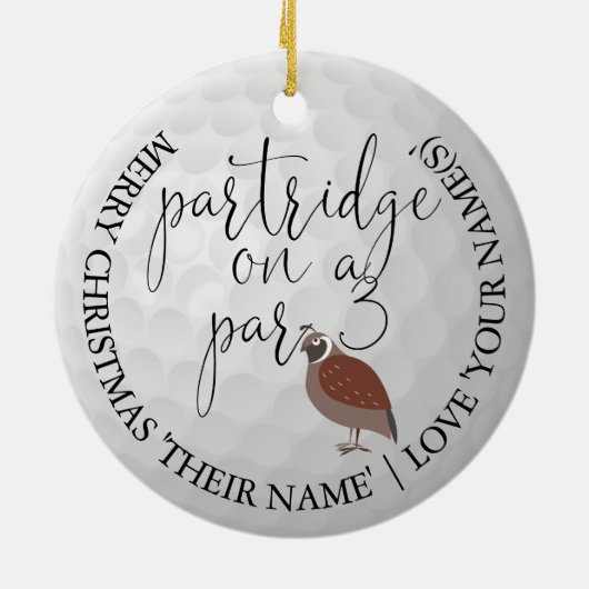 Leuke Golfer Kerst Golf Cadeau Patrijs Keramisch Ornament (Achterkant)