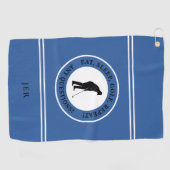 Leuke Golfer Moderne Monogram Voor Hem Blauw Grapp Golfhanddoek (Horizontaal)