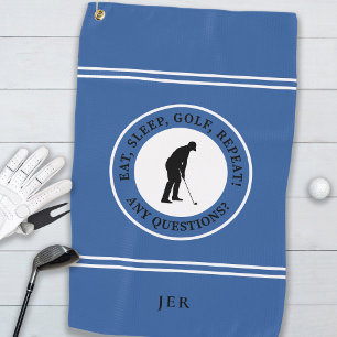 Leuke Golfer Moderne Monogram Voor Hem Blauw Grapp Golfhanddoek