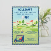 Leuke golfjongen 1e Verjaardag Par-T-shirt Kaart (Staand voorkant)