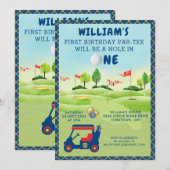 Leuke golfjongen 1e Verjaardag Par-T-shirt Kaart (Voorkant / Achterkant)