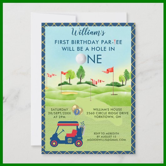 Leuke golfjongen 1e Verjaardag Par-T-shirt Kaart