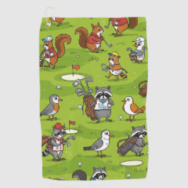 Leuke golfscene met dierlijke personages golfhanddoek