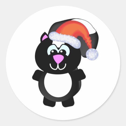 Leuke Goofkins Xmas skunk santa Ronde Sticker (Voorkant)