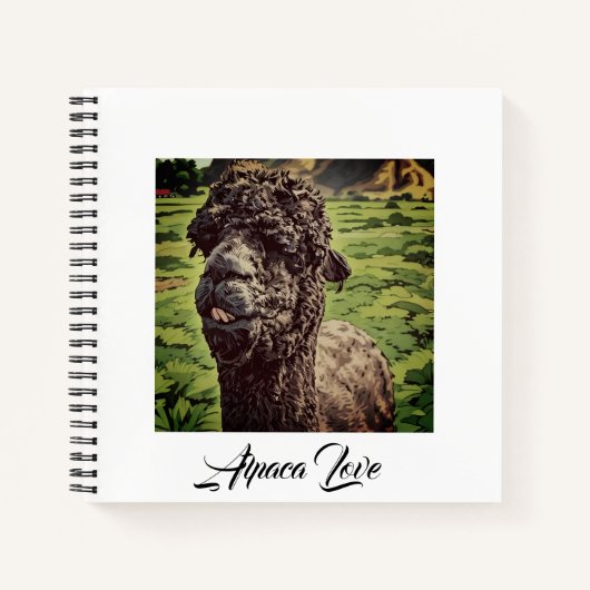Leuke Goofy Black Alpaca Boerderij Animal White Jo Notitieboek (Voorkant)