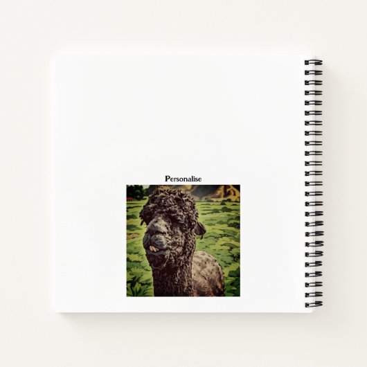 Leuke Goofy Black Alpaca Boerderij Animal White Jo Notitieboek (Achterkant)