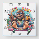 Leuke gorilla viert feest op een skateboard vierkante klok (Voorkant)