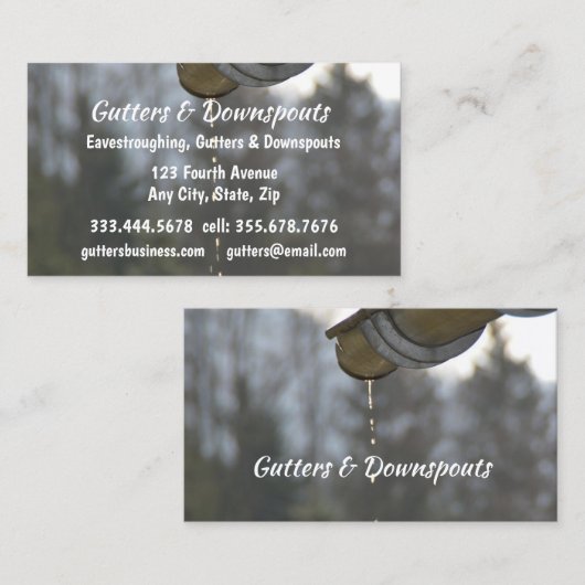 Leuke goten, regenpijpen en oorverdovende middelen visitekaartje (Voorkant / Achterkant)