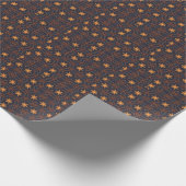 Leuke Gouden Bloem Sterren Blauw Zwart Cadeaupapier (Hoek)