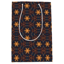 Leuke Gouden Bloem Sterren Blauw Zwart Medium Cadeauzakje