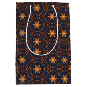Leuke Gouden Bloem Sterren Blauw Zwart Medium Cadeauzakje