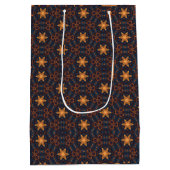 Leuke Gouden Bloem Sterren Blauw Zwart Medium Cadeauzakje (Achterkant)