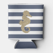 Leuke gouden glitter zeepaardje gestreepte Koelbox Blikjeskoeler (Voorkant)