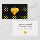 Leuke Gouden Hart Polka Dot Dank u / Verwijzing (Voorkant / Achterkant)