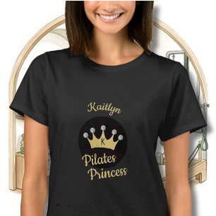 Leuke Gouden Kroon Diamanten Pilates Prinses Naam T-shirt