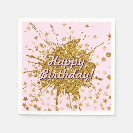 Leuke gouden roze sparkle glitter graffiti verf st servet (Voorkant)