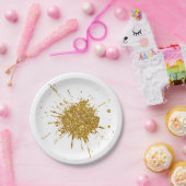 Leuke gouden sparkle glitter graffiti verf drup papieren bordje (Feest)