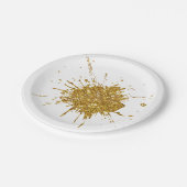 Leuke gouden sparkle glitter graffiti verf drup papieren bordje (Gekanteld)