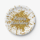 Leuke gouden sprankeling glitter graffiti verf dru papieren bordje (Voorkant)