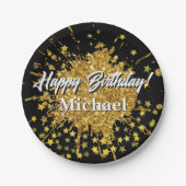 Leuke gouden sprankeling glitter graffiti verf dru papieren bordje (Voorkant)