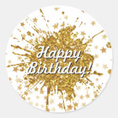 Leuke gouden sprankeling glitter graffiti verf dru ronde sticker (Voorkant)