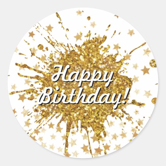 Leuke gouden sprankeling glitter graffiti verf dru ronde sticker (Voorkant)