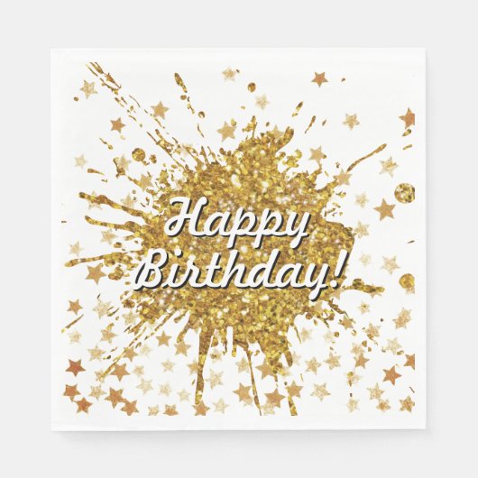 Leuke gouden sprankeling glitter graffiti verf dru servet (Voorkant)