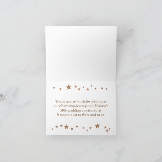 Leuke Gouden Sterren 50e Verjaardag Dank je kaarte Bedankkaart (Binnen)