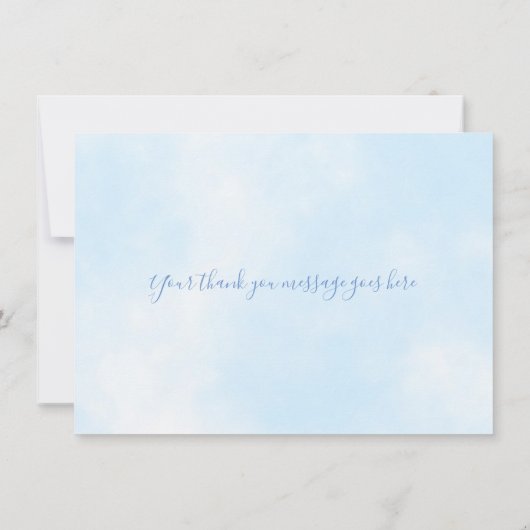 Leuke gouden sterren blauw wolken script dank u bedankkaart (Achterkant)